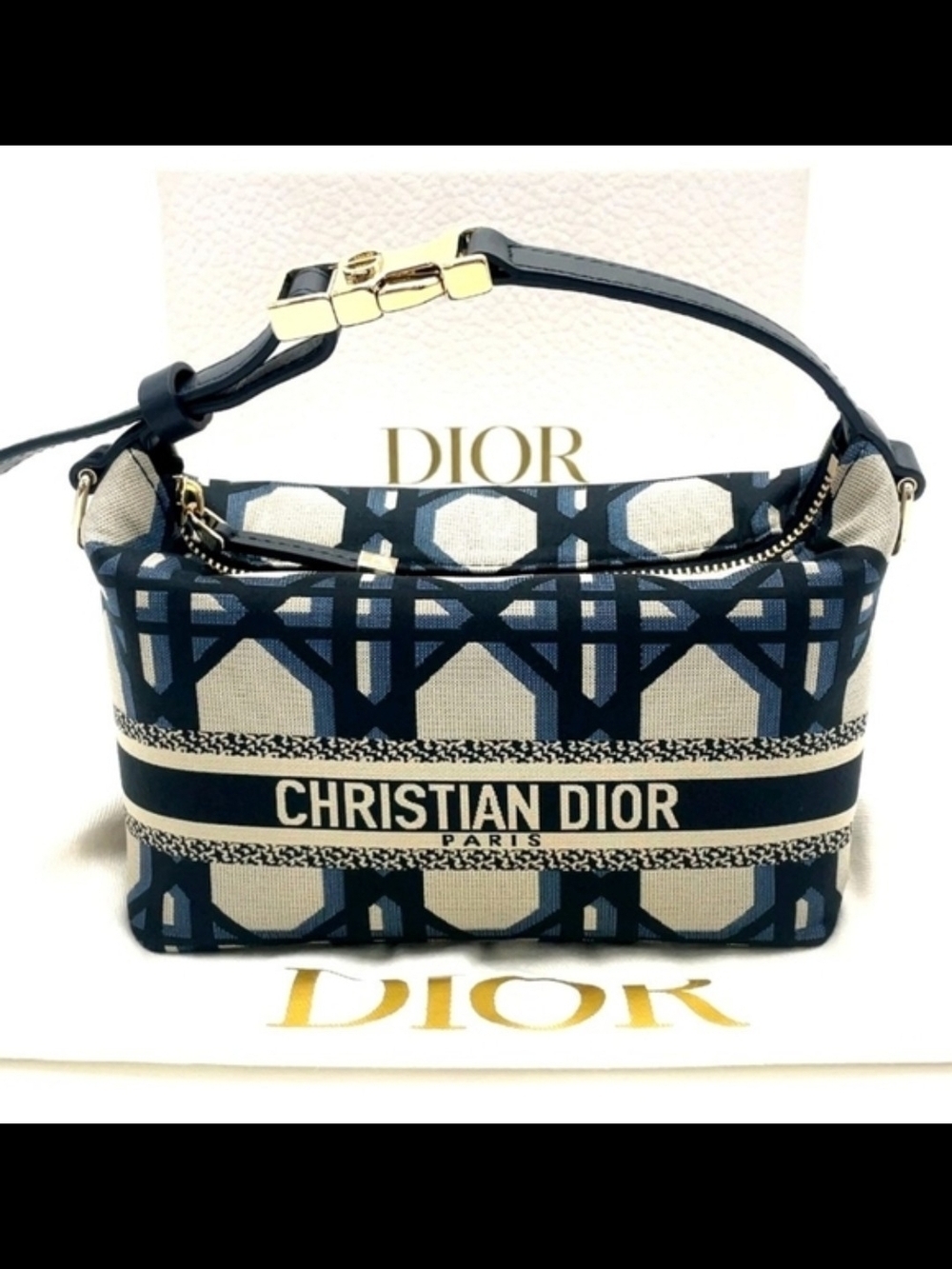 CHRISTIAN DIOR DiorTravel Nomad Pouch Oblique Navy Canvas Italy Box And Dust Bag
